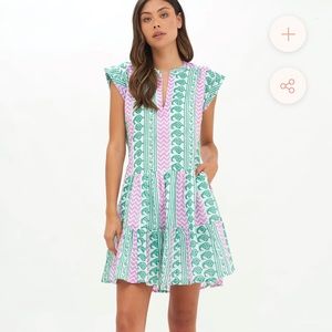 OLIPHANT roll sleeve Babylon green dress